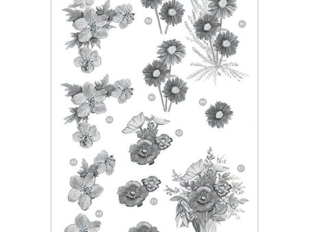 Craft UK Precut 3D Toppers - Floral Monochrome Decoupage on Sale