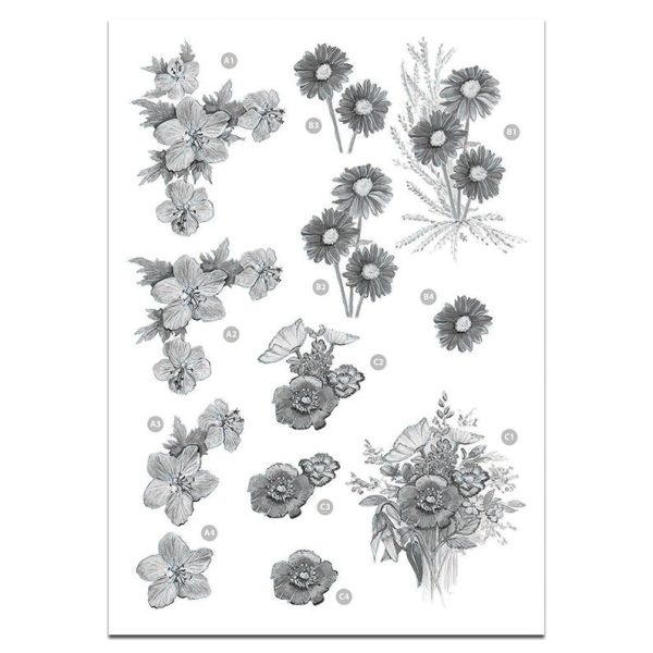 Craft UK Precut 3D Toppers - Floral Monochrome Decoupage on Sale