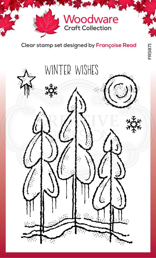 Woodware Clear Singles Winter Trees 4 in x 6 in Stamp Online now