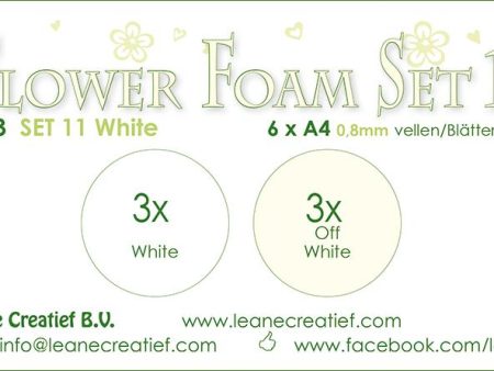 Flower Foam Set 11, 6 Sheets A4 2X3 White Colours For Discount