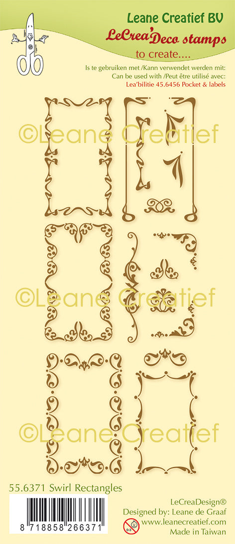 Lecreadesign Combi Clear Stamp Swirl Rectangles on Sale