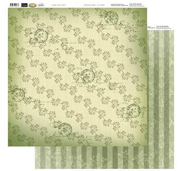 12x12 Patterned Paper  - Line Of Leaves - Vintage Rose Collection (5) Discount