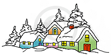 Winter Village Mini Rubber Cling Stamp Fashion