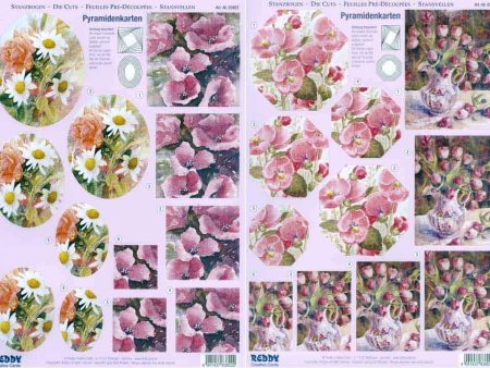 3D Precut - Dark Pink Flowers-2 sheets Online now