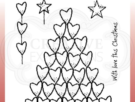 Woodware Clear Singles Heart Tree 4 in x 6 in Stamp Sale