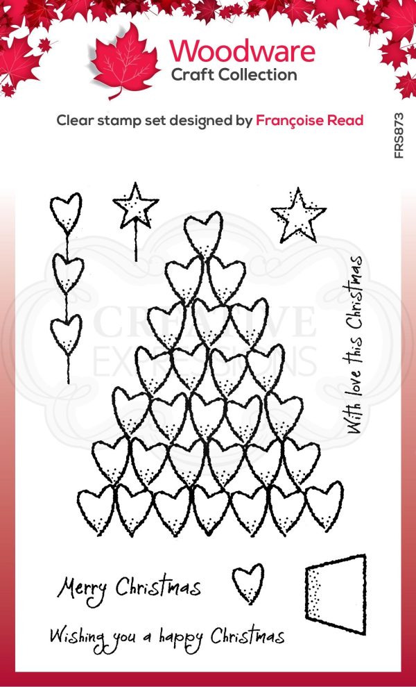 Woodware Clear Singles Heart Tree 4 in x 6 in Stamp Sale