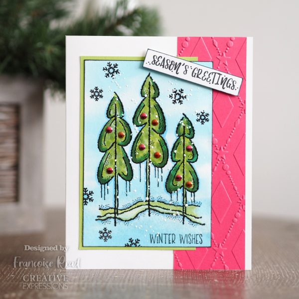 Woodware Clear Singles Winter Trees 4 in x 6 in Stamp Online now